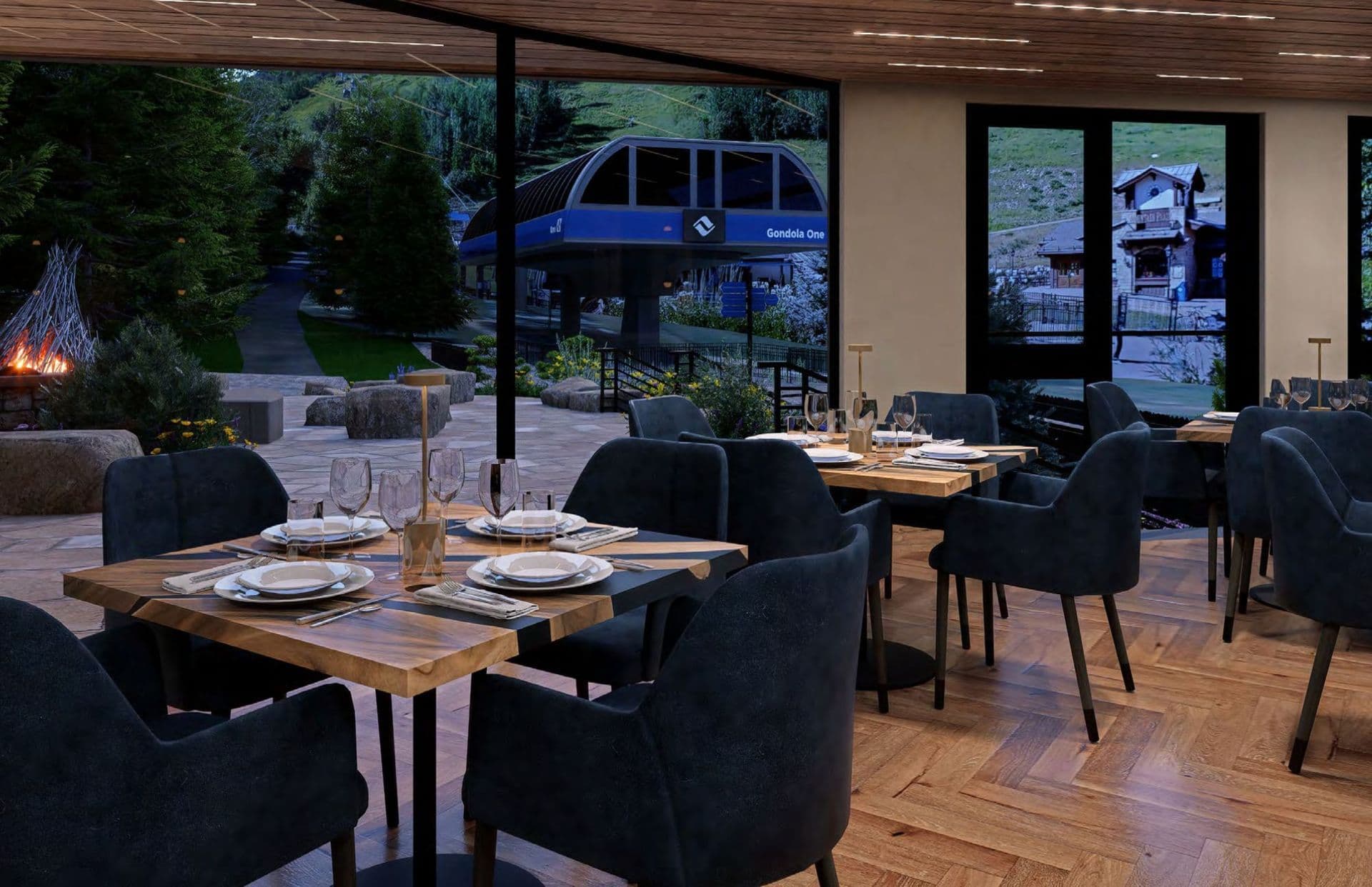 THE SIXTY TWO dining room with views of Gondola One