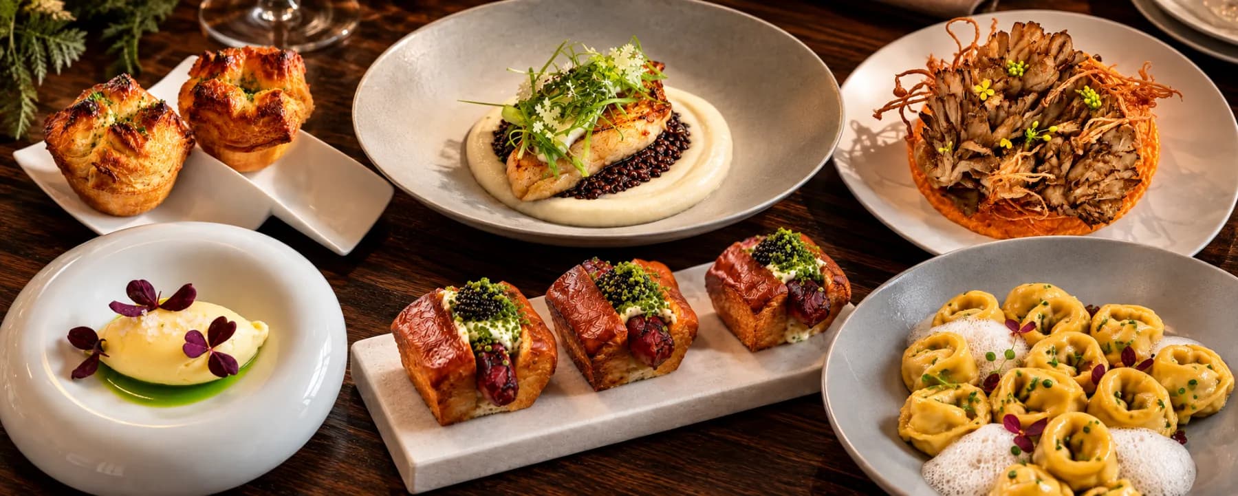Fine dining tabletop spread at The Sixty Two Society