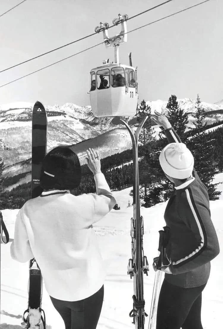 Vintage Vail skiers